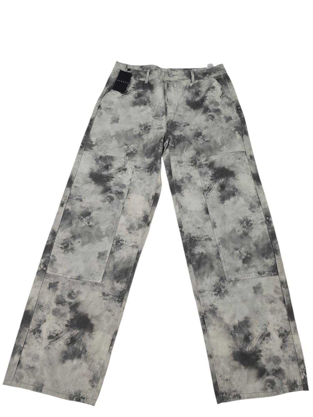 Sumwon Women's Gray Tie-Dye Wide-Leg Cargo Jeans Pants Size Large | NEW